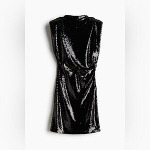 SEQUINED SHOULDER-PAD DRESS